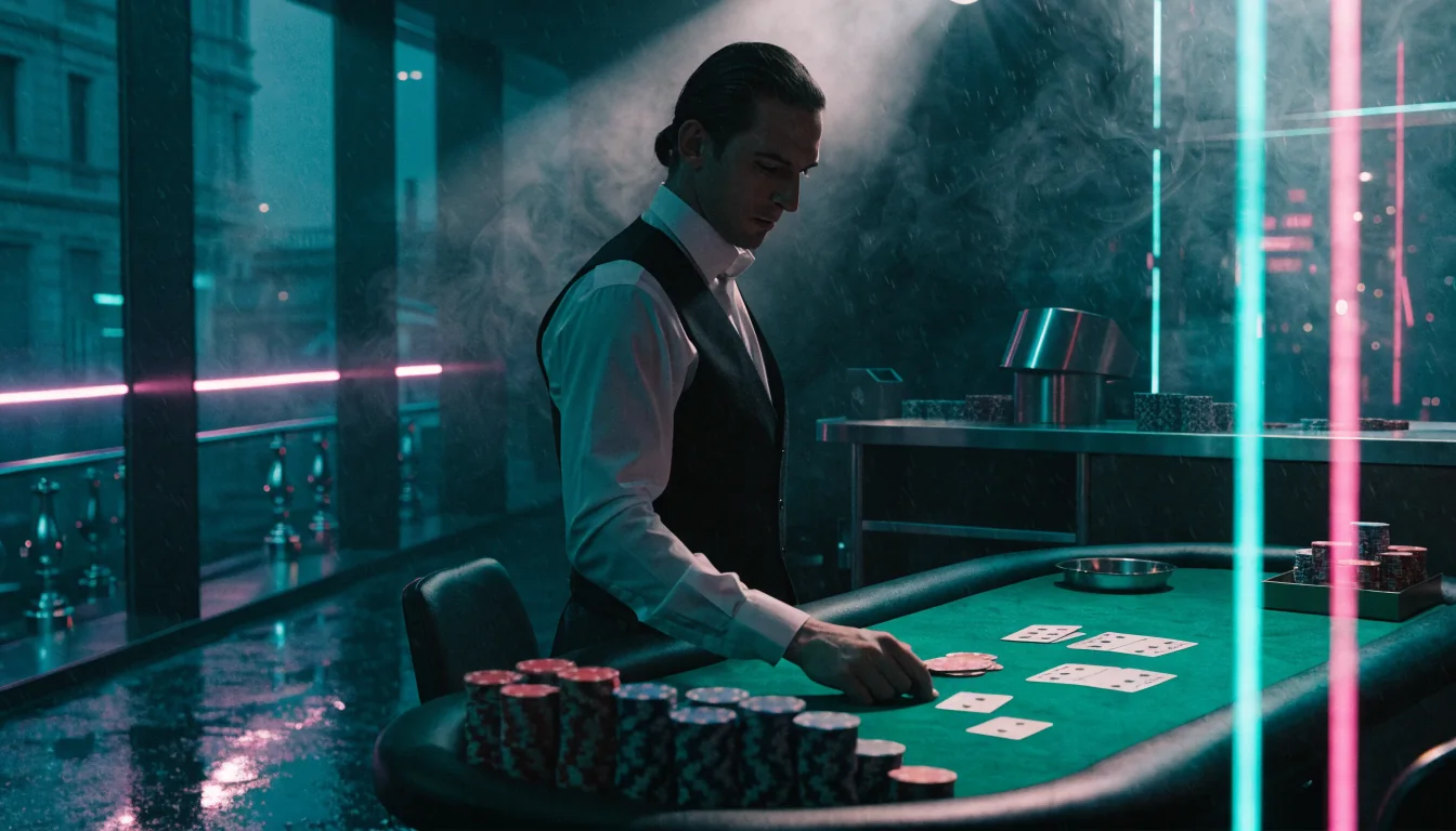 Croupier dal vivo in un elegante studio italiano