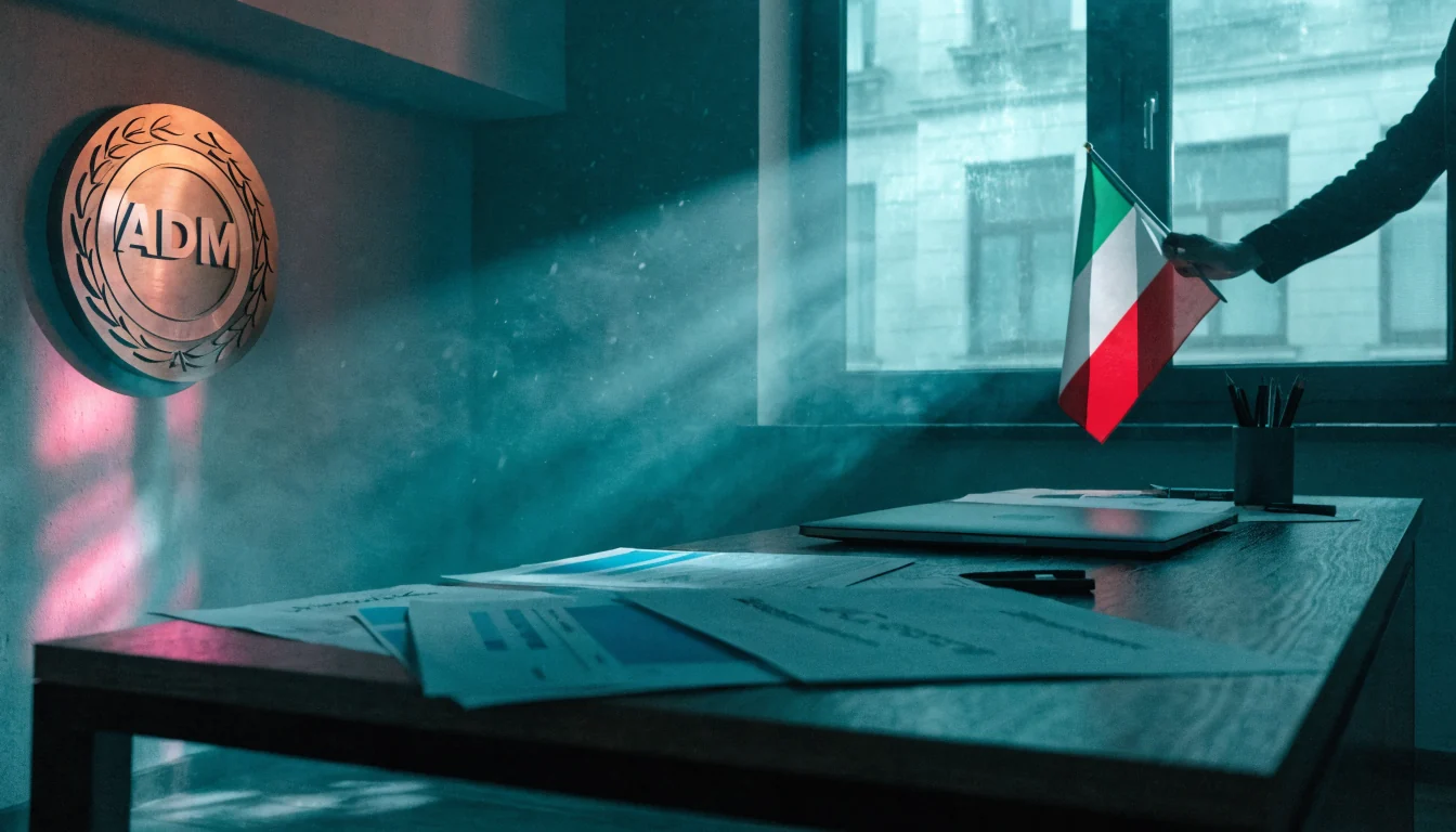 Ufficio italiano con bandiera e sigillo ADM